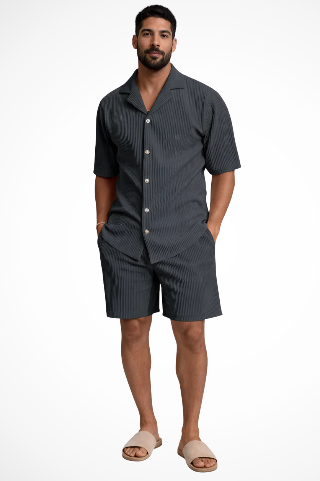 Harrison | Men's Classic Textured Shirt and Shorts Set