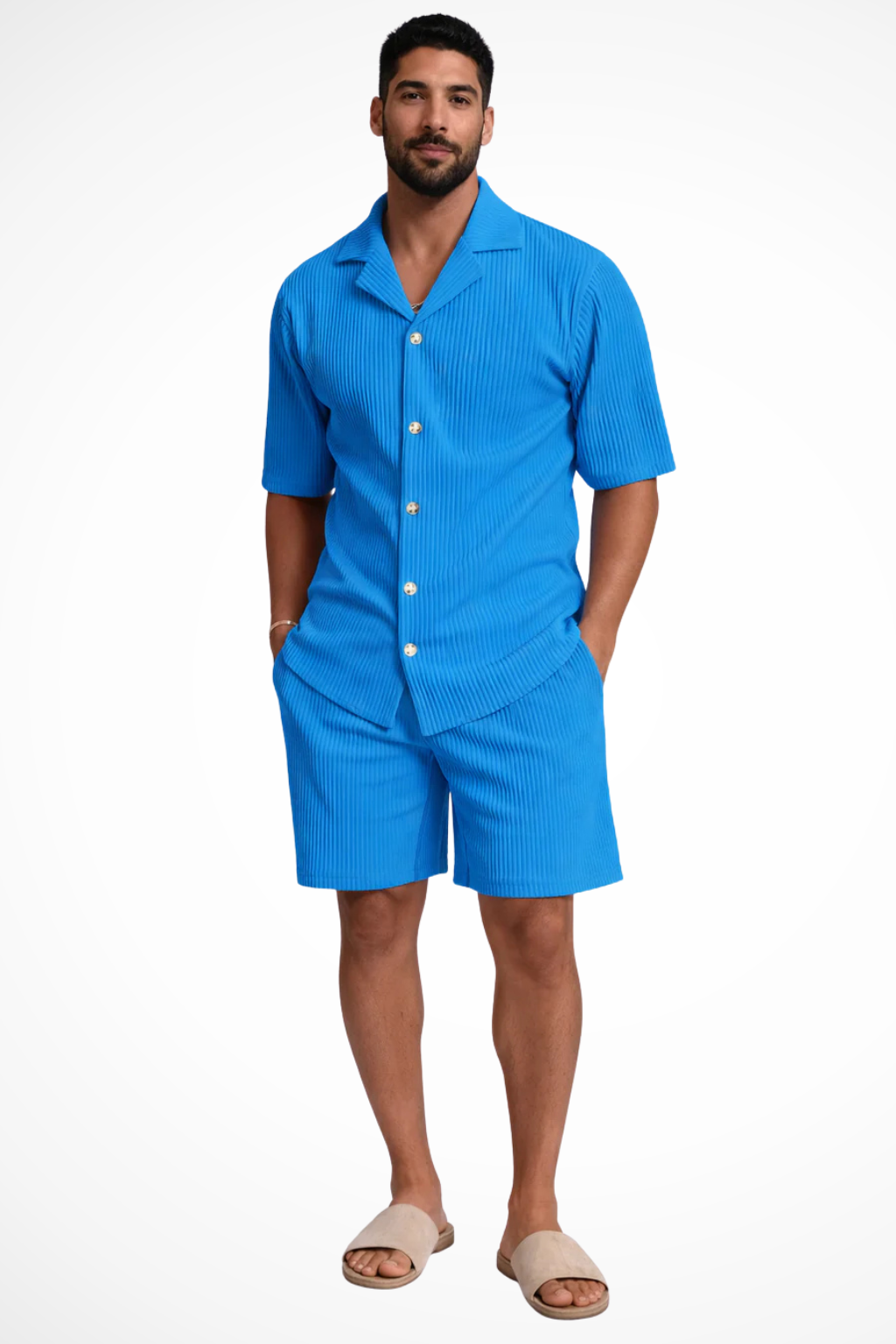 Harrison | Men's Classic Textured Shirt and Shorts Set