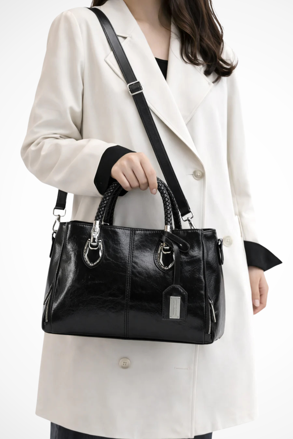 Isadora | Elegant Braided Handle Satchel Bag