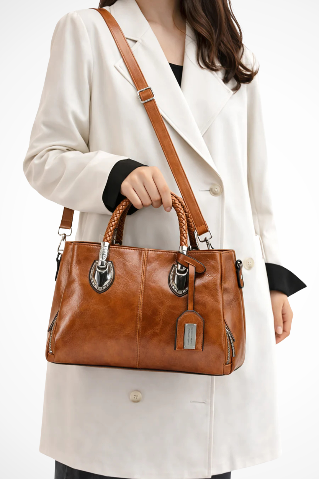 Isadora | Elegant Braided Handle Satchel Bag