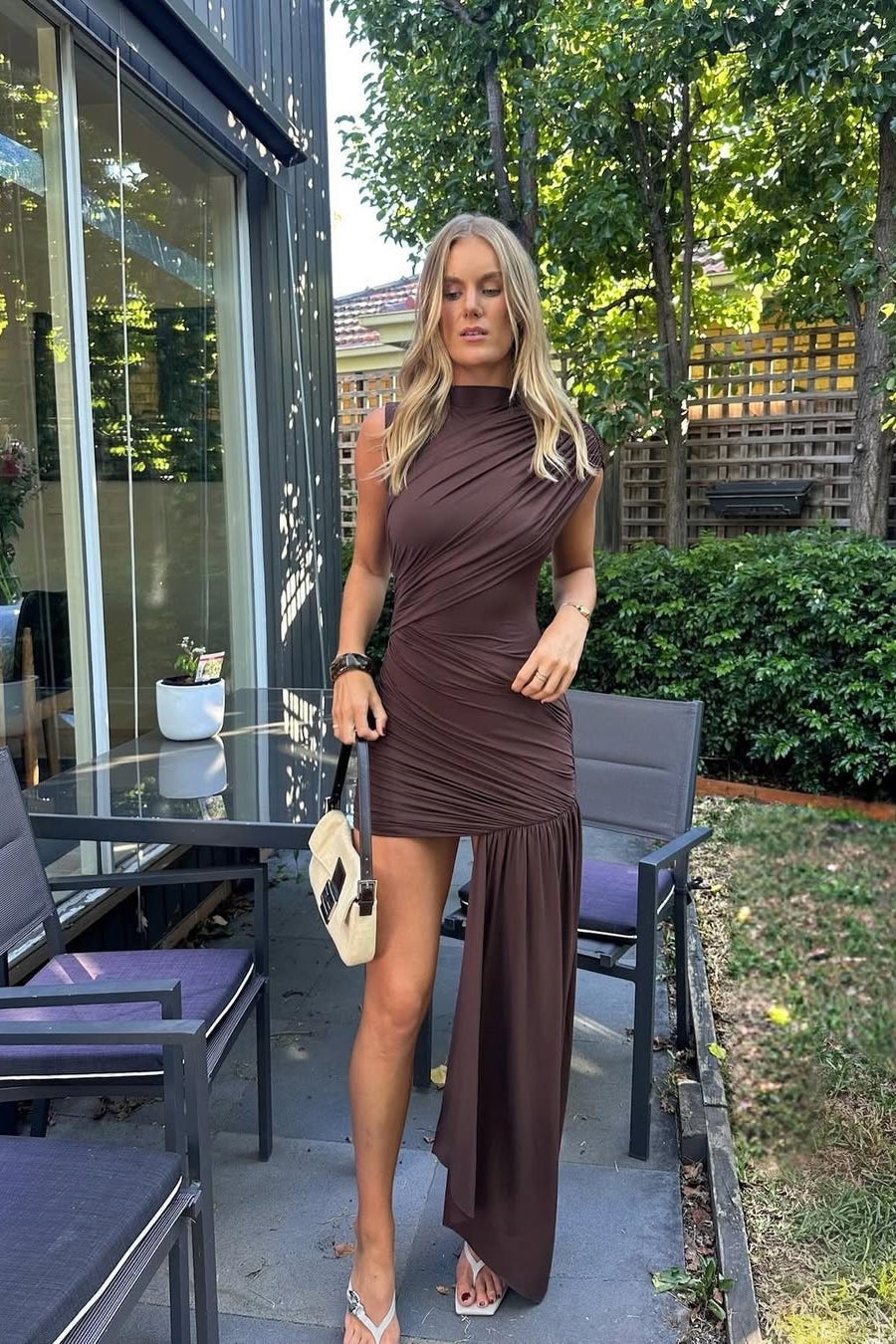 Luneth | Elegant Ruched Asymmetrical Mini Dress