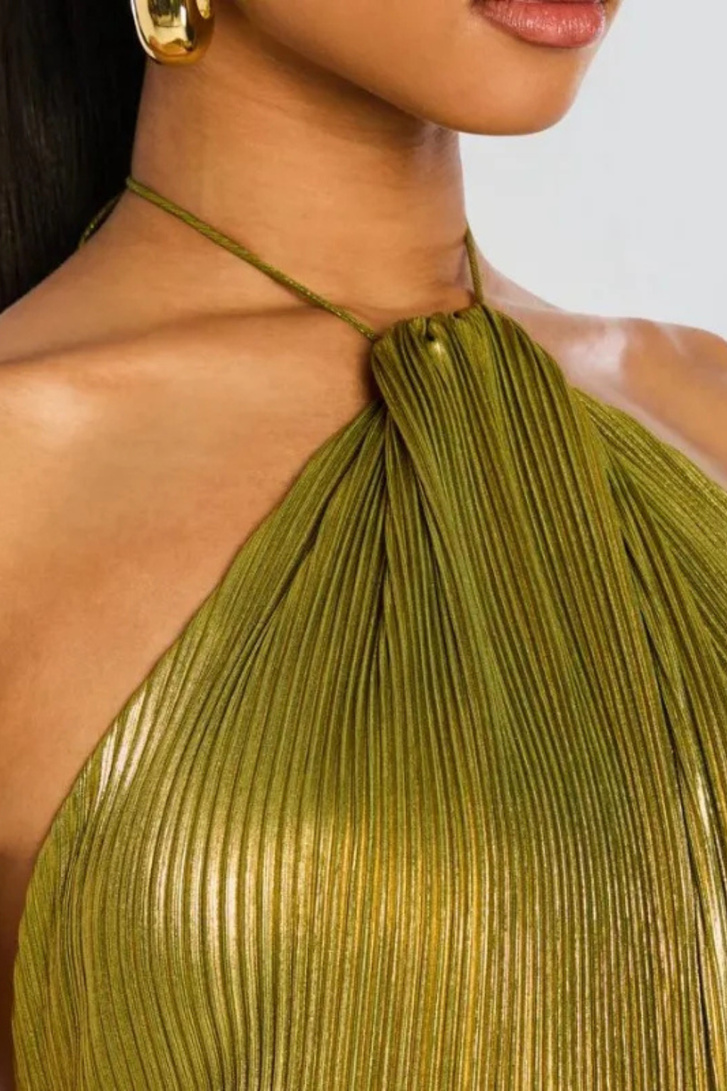 Rowella | Elegant Pleated Halter Maxi Dress
