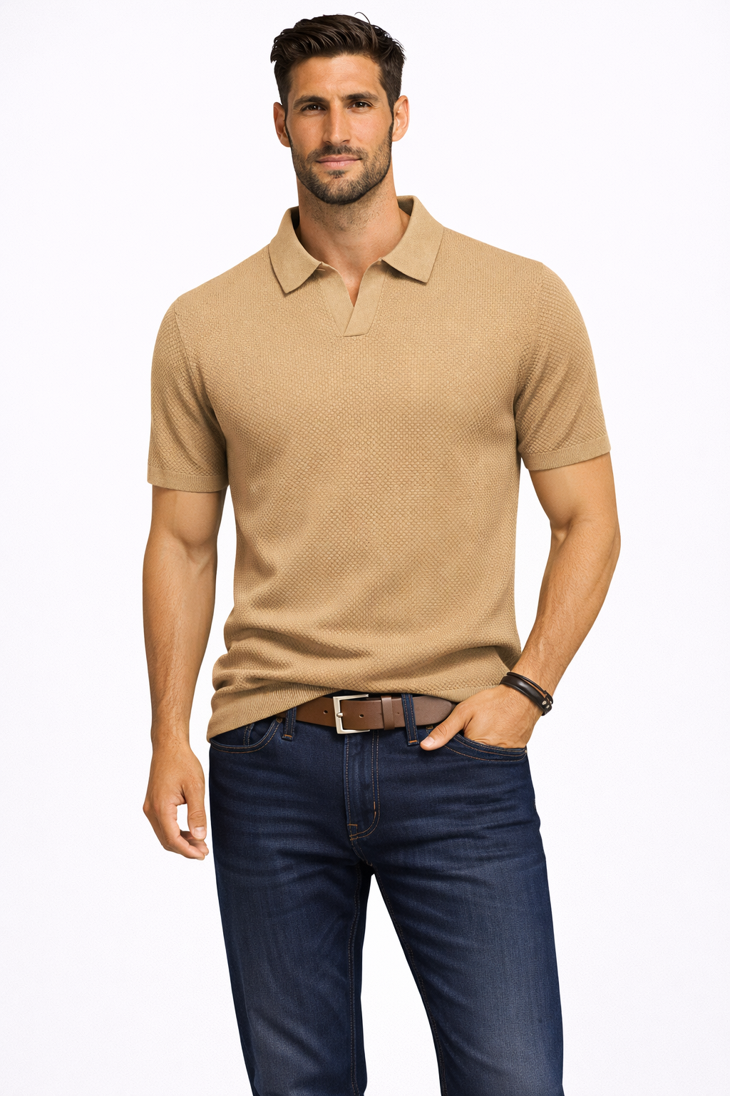 Theodore | Men's Classic Textured Knit Polo