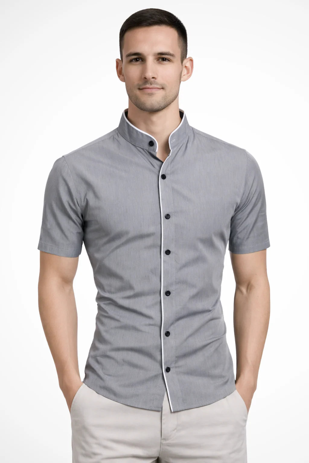 Marcus | Men's Classic Stand Collar Button Down Shirt