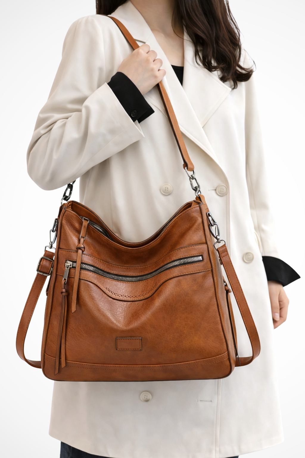 Adrielle | Sophisticated Multi-Zip Slouchy Hobo Bag