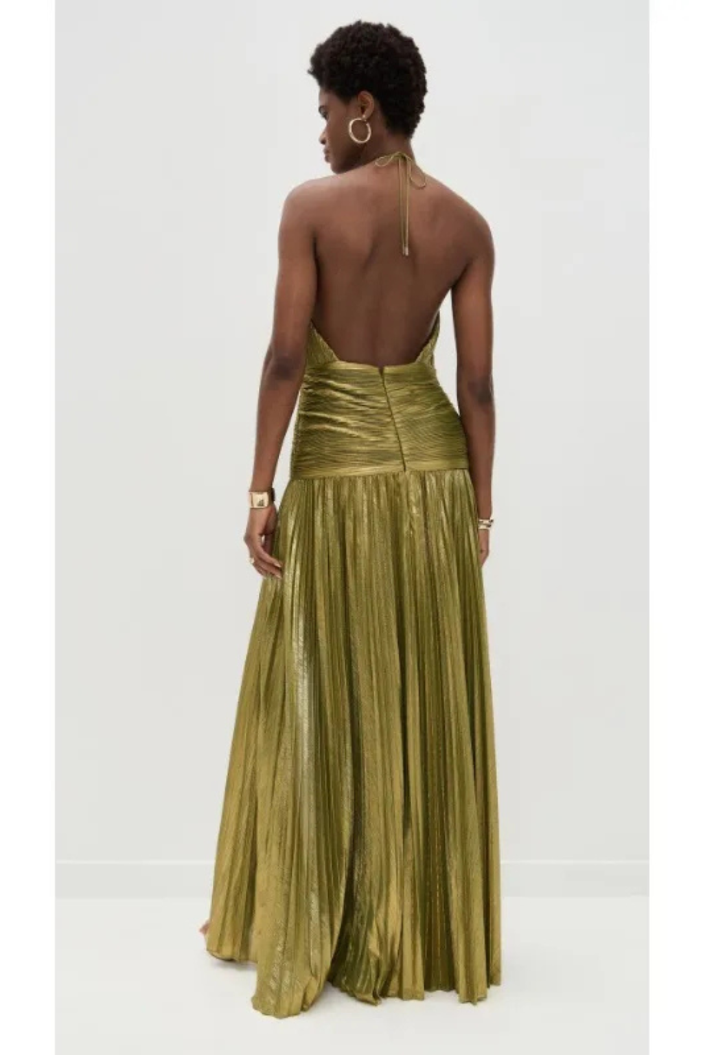 Rowella | Elegant Pleated Halter Maxi Dress