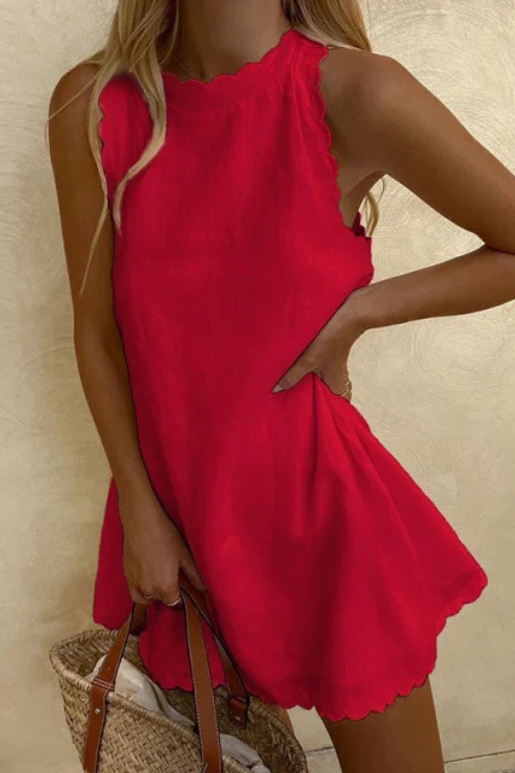 Evangeline | Elegant Scalloped Edge Mini Dress
