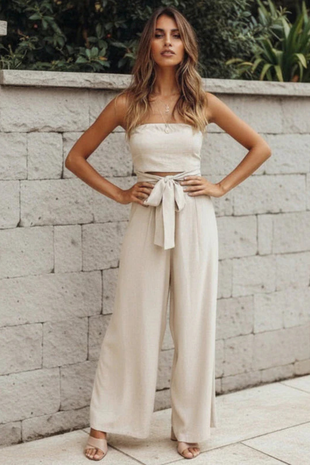 Luneth | Elegant Strapless Bandeau Two Piece Set