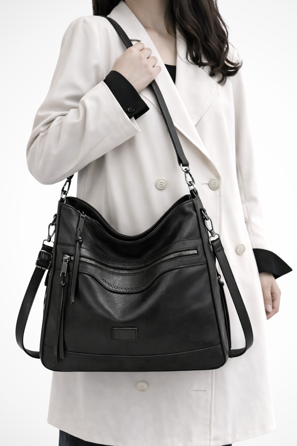 Adrielle | Sophisticated Multi-Zip Slouchy Hobo Bag