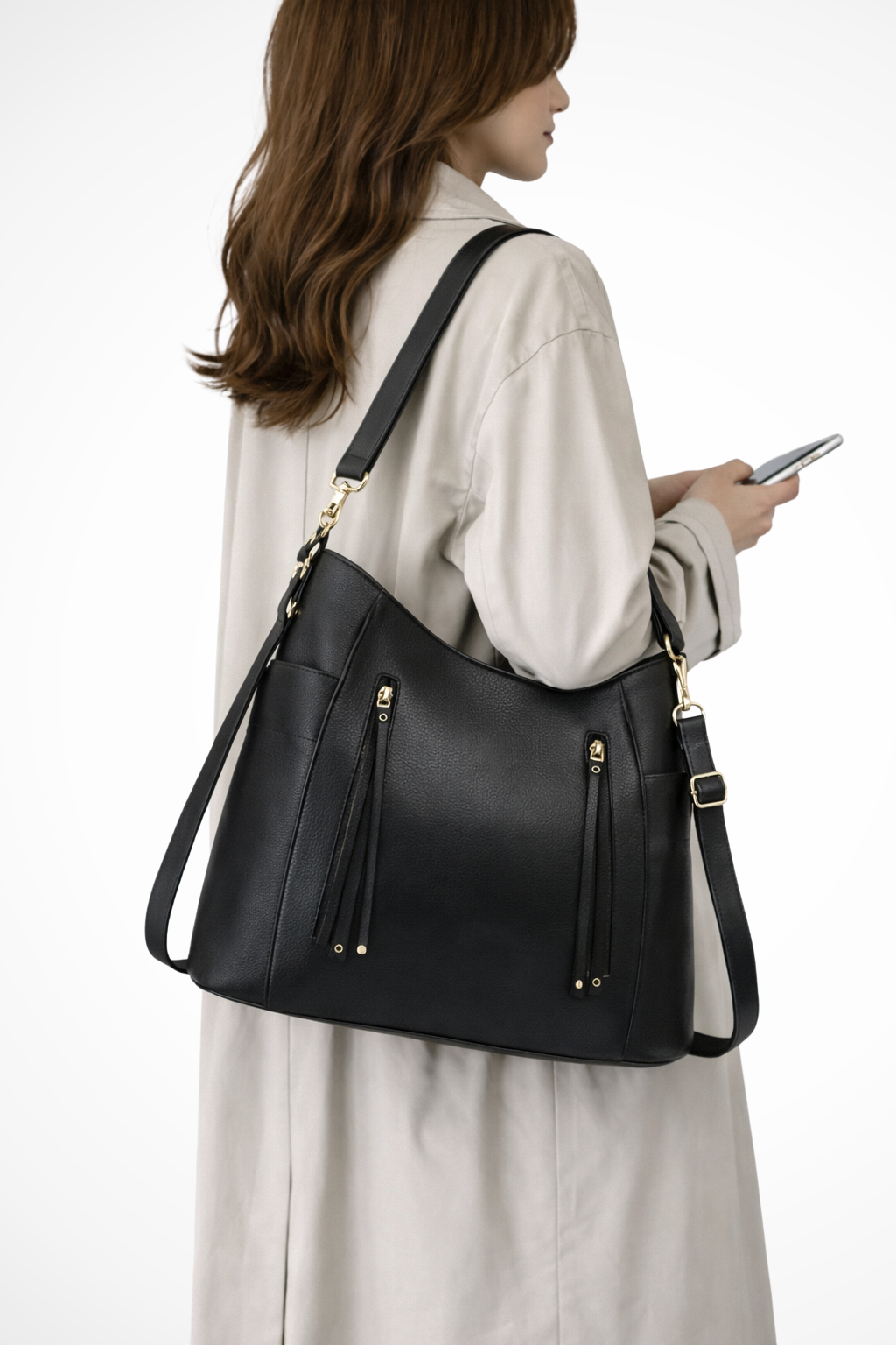 Cordelia | Elegant Dual Zip Tassel Hobo Bag