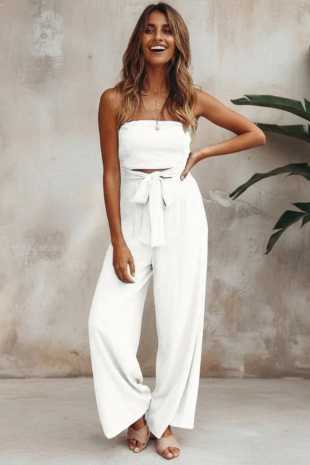 Luneth | Elegant Strapless Bandeau Two Piece Set