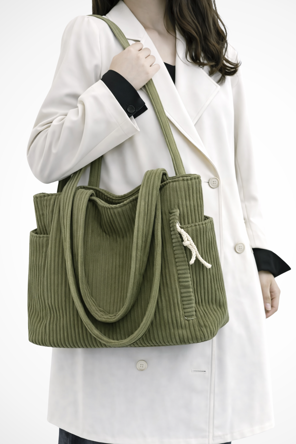 Evangeline | Ribbed Corduroy Tote Bag