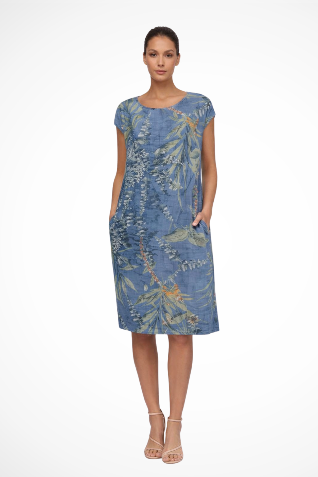 Luneth | Floral Relaxed Cap Sleeve Midi Dress