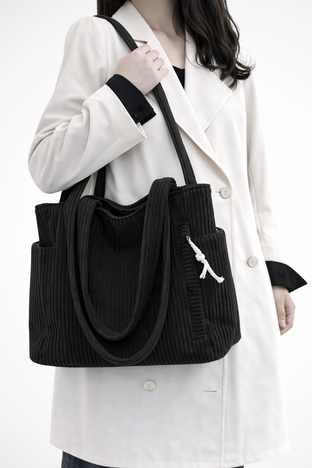 Evangeline | Ribbed Corduroy Tote Bag