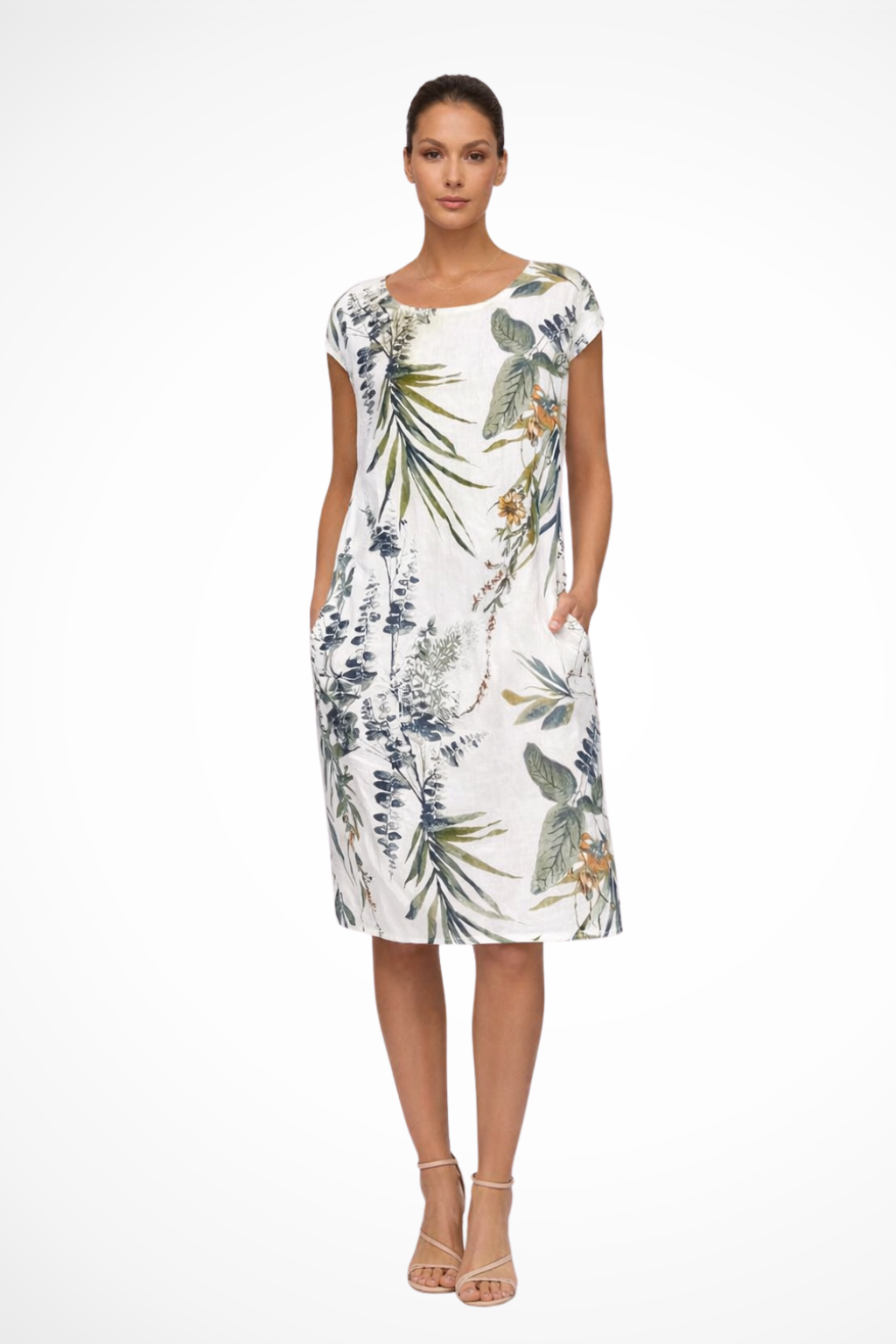 Luneth | Floral Relaxed Cap Sleeve Midi Dress
