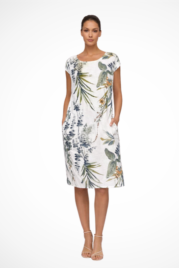 Luneth | Floral Relaxed Cap Sleeve Midi Dress