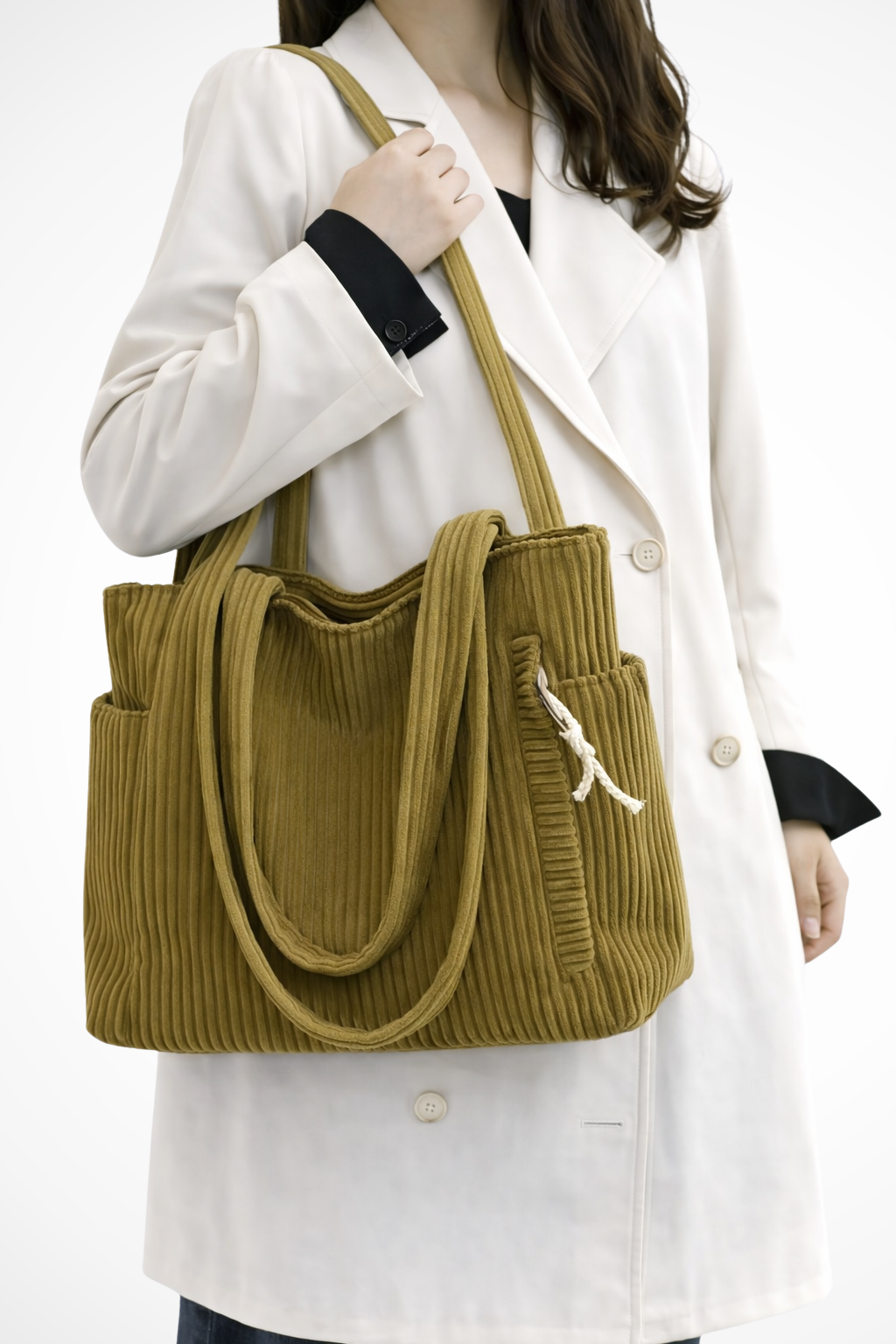 Evangeline | Ribbed Corduroy Tote Bag