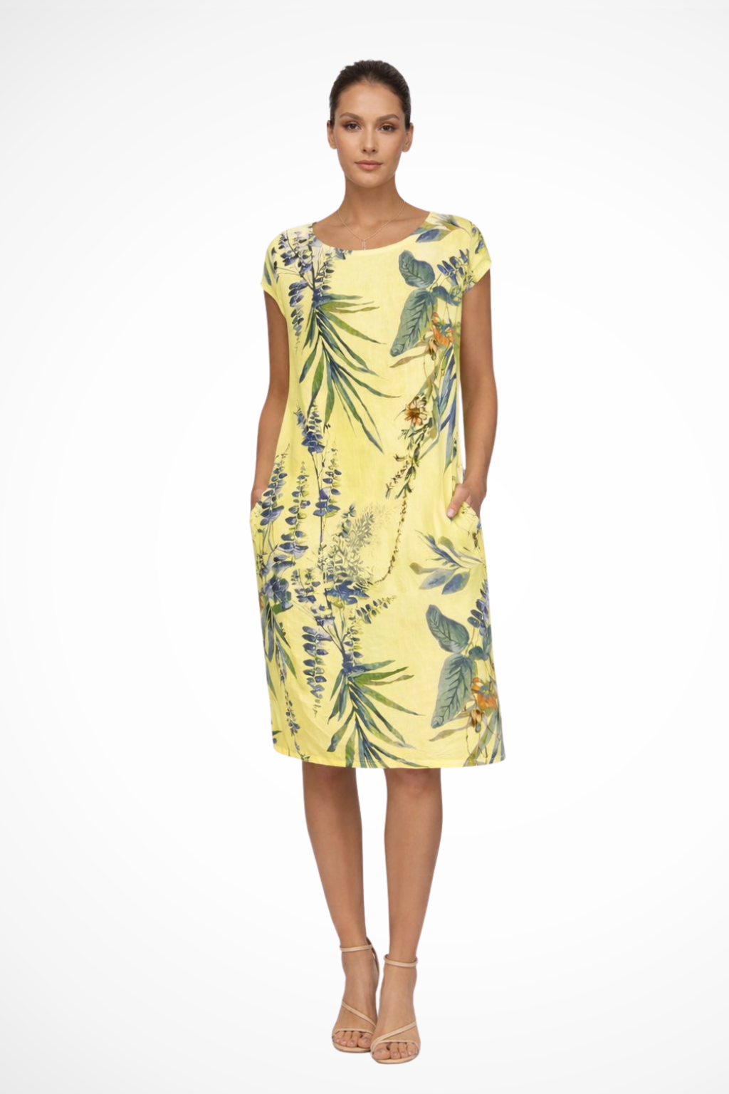 Luneth | Floral Relaxed Cap Sleeve Midi Dress