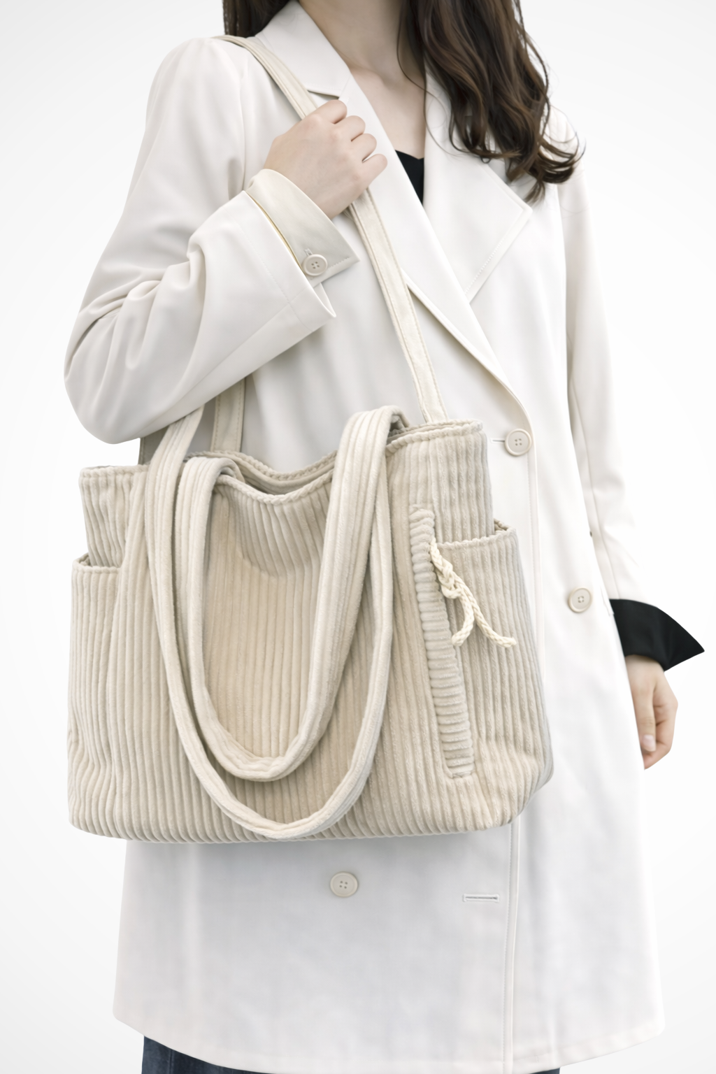 Evangeline | Ribbed Corduroy Tote Bag