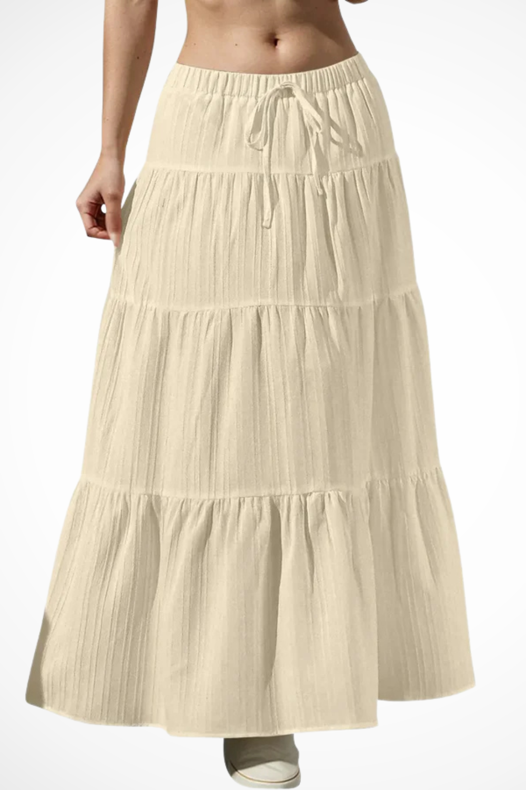 Celestine | Effortless Tiered Drawstring Maxi Skirt
