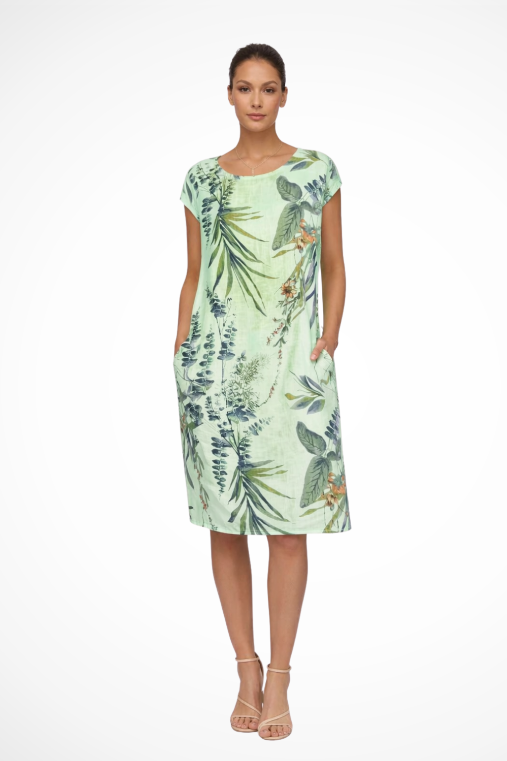 Luneth | Floral Relaxed Cap Sleeve Midi Dress