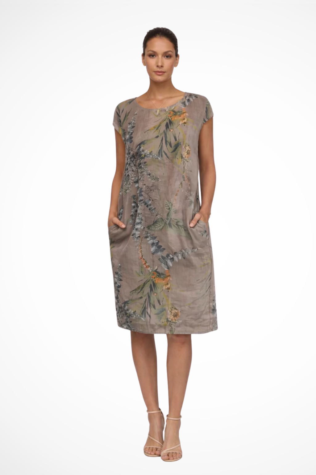 Luneth | Floral Relaxed Cap Sleeve Midi Dress