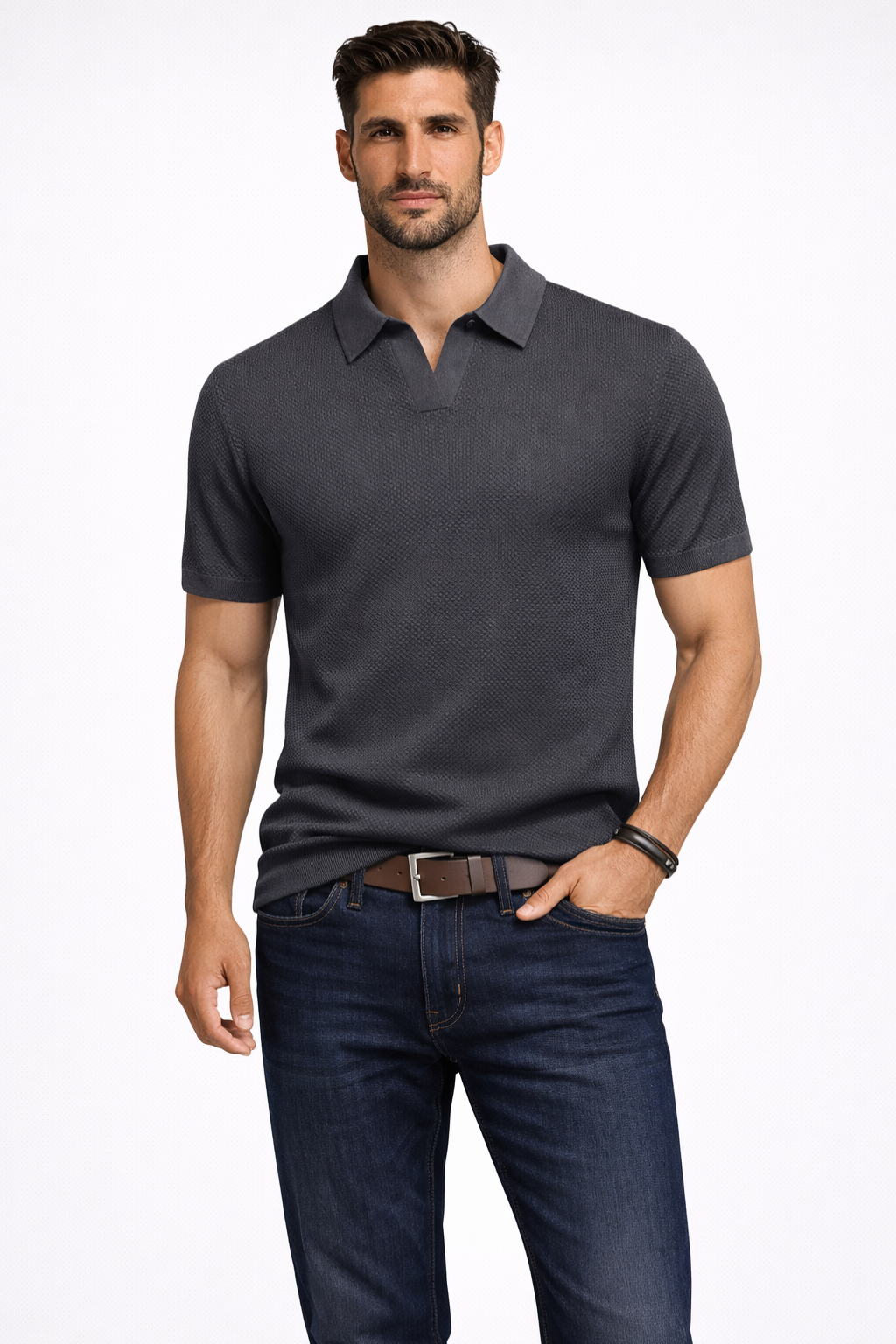 Theodore | Men's Classic Textured Knit Polo