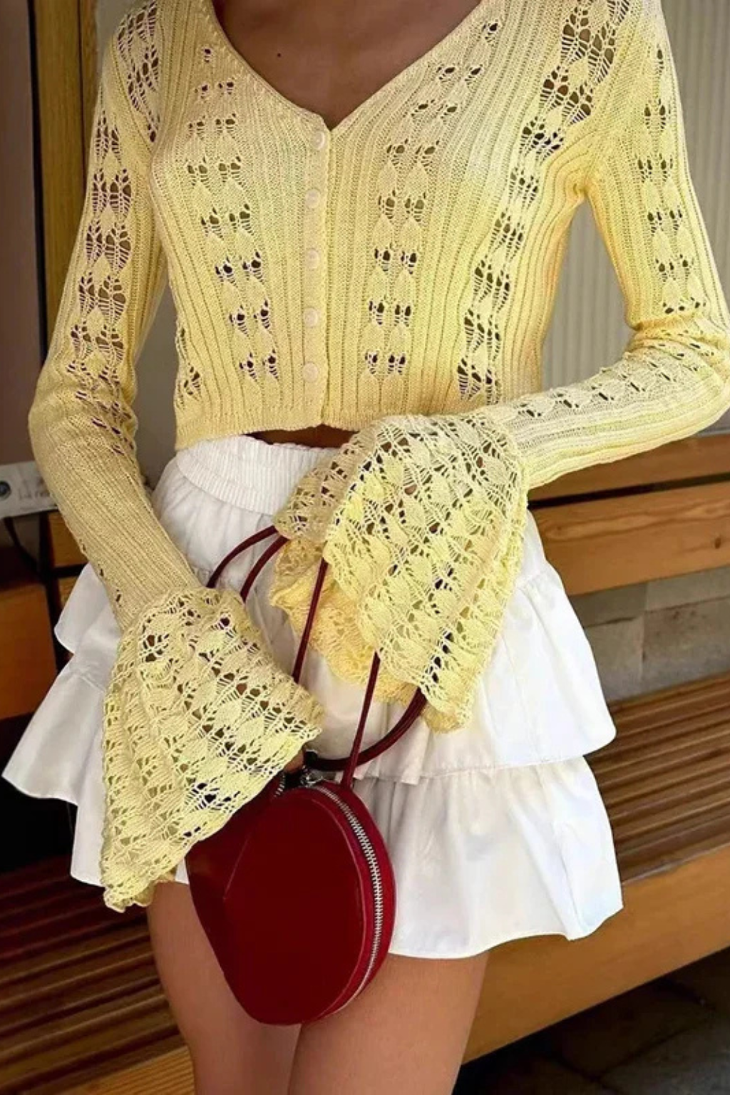 Adrielle | Romantic Crochet Bell Sleeve Cardigan