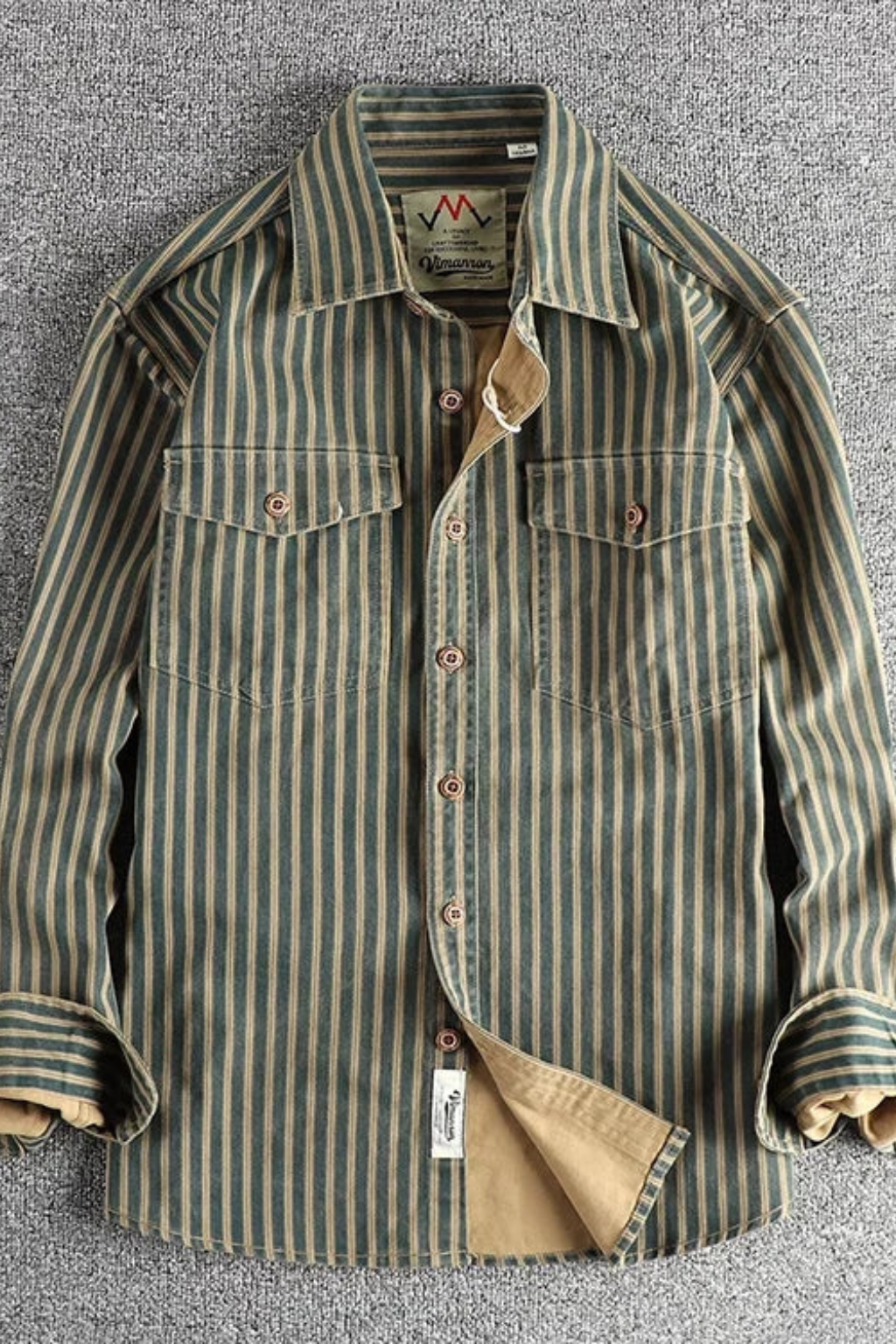 Theodore | Men's Casual Striped Dual Pocket Button Down