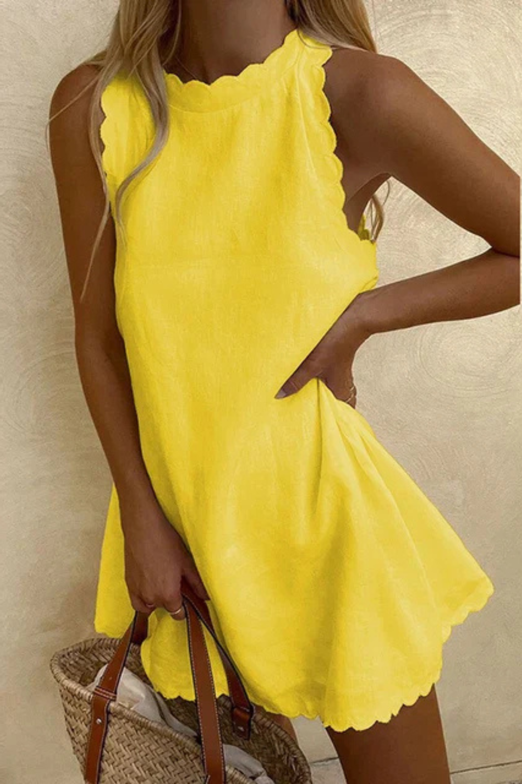 Evangeline | Elegant Scalloped Edge Mini Dress