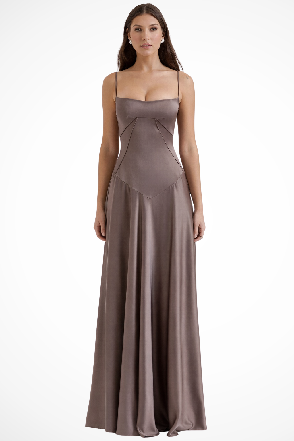 Celeste | Elegant Satin Corset Lace-Up Maxi Dress