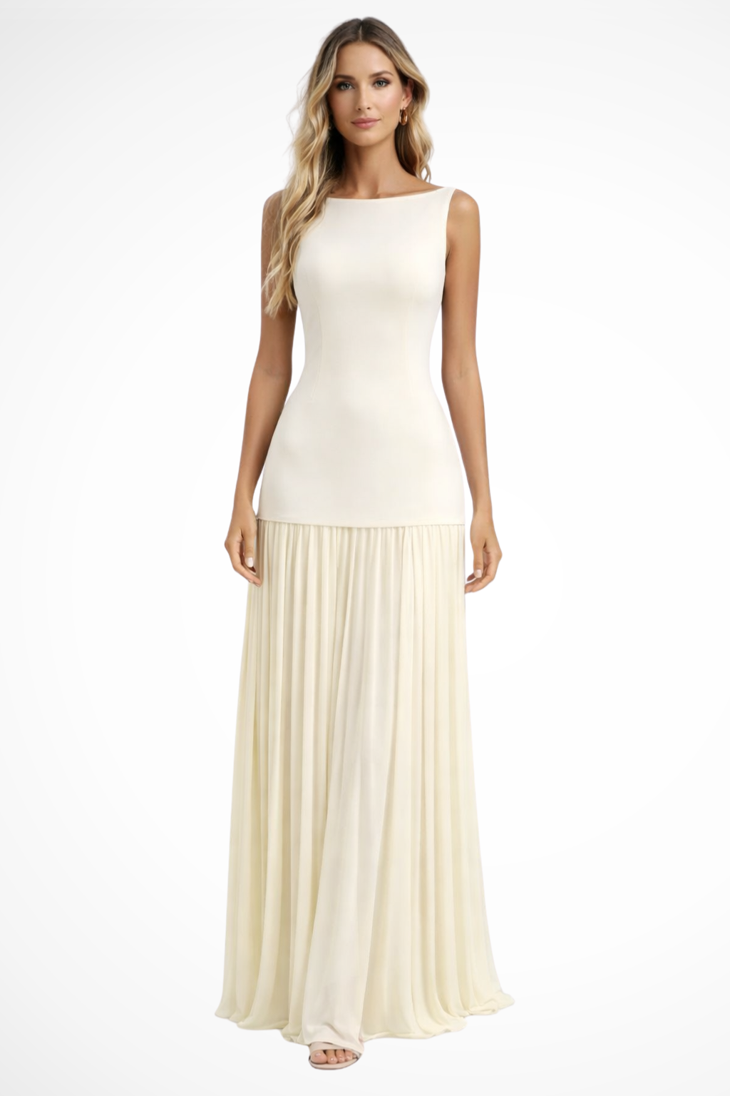Claribel | Elegant Sleeveless Pleated Formal Maxi Dress