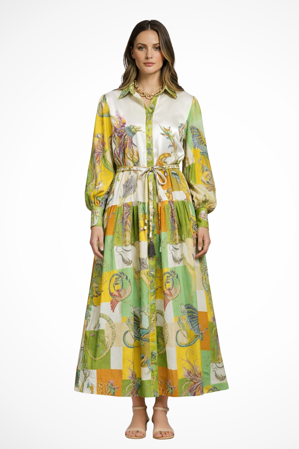 Rowella | Elegant Tiered Drawstring Maxi Dress