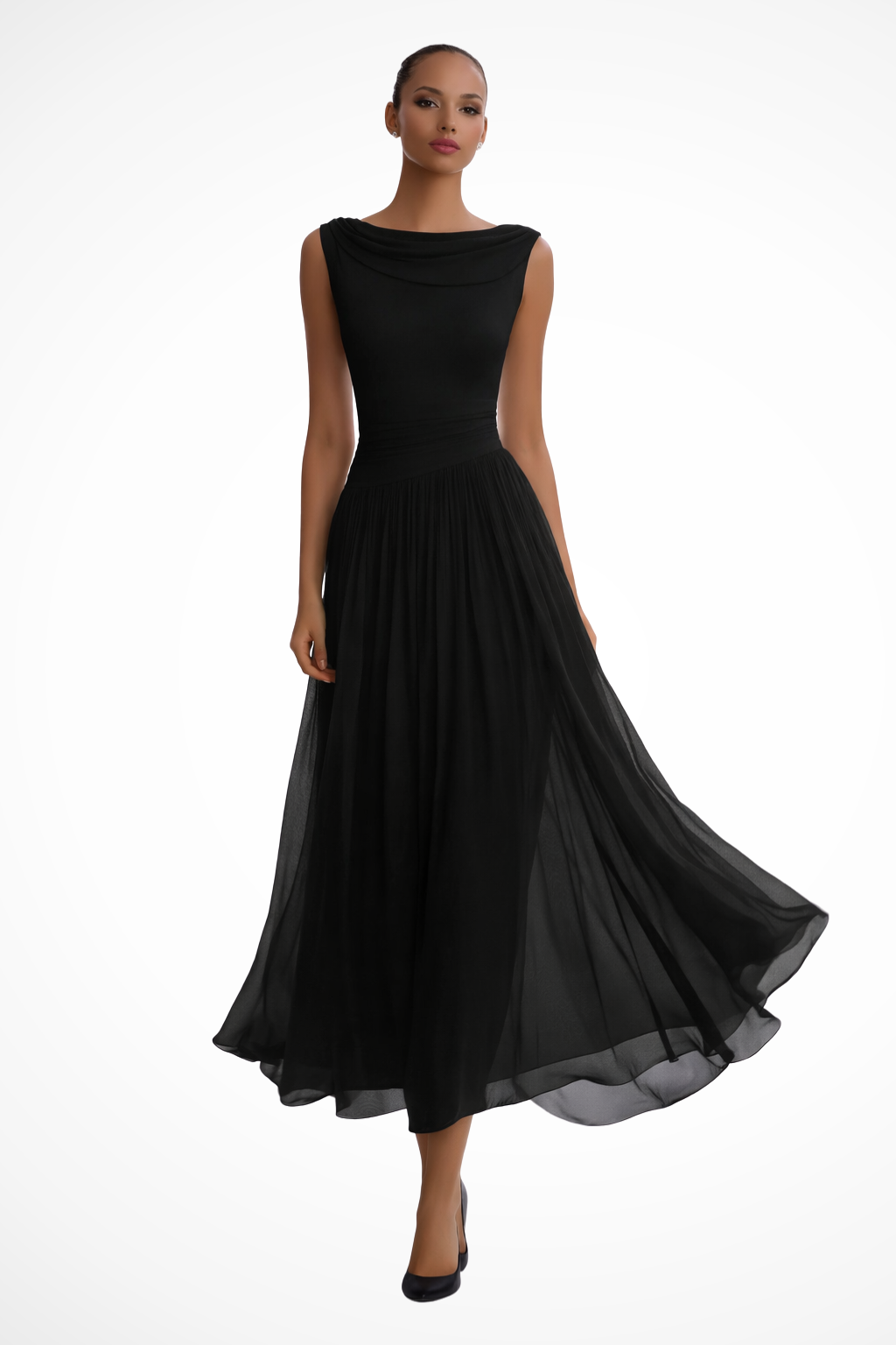 Adrielle | Elegant Draped Pleated Midi Dress