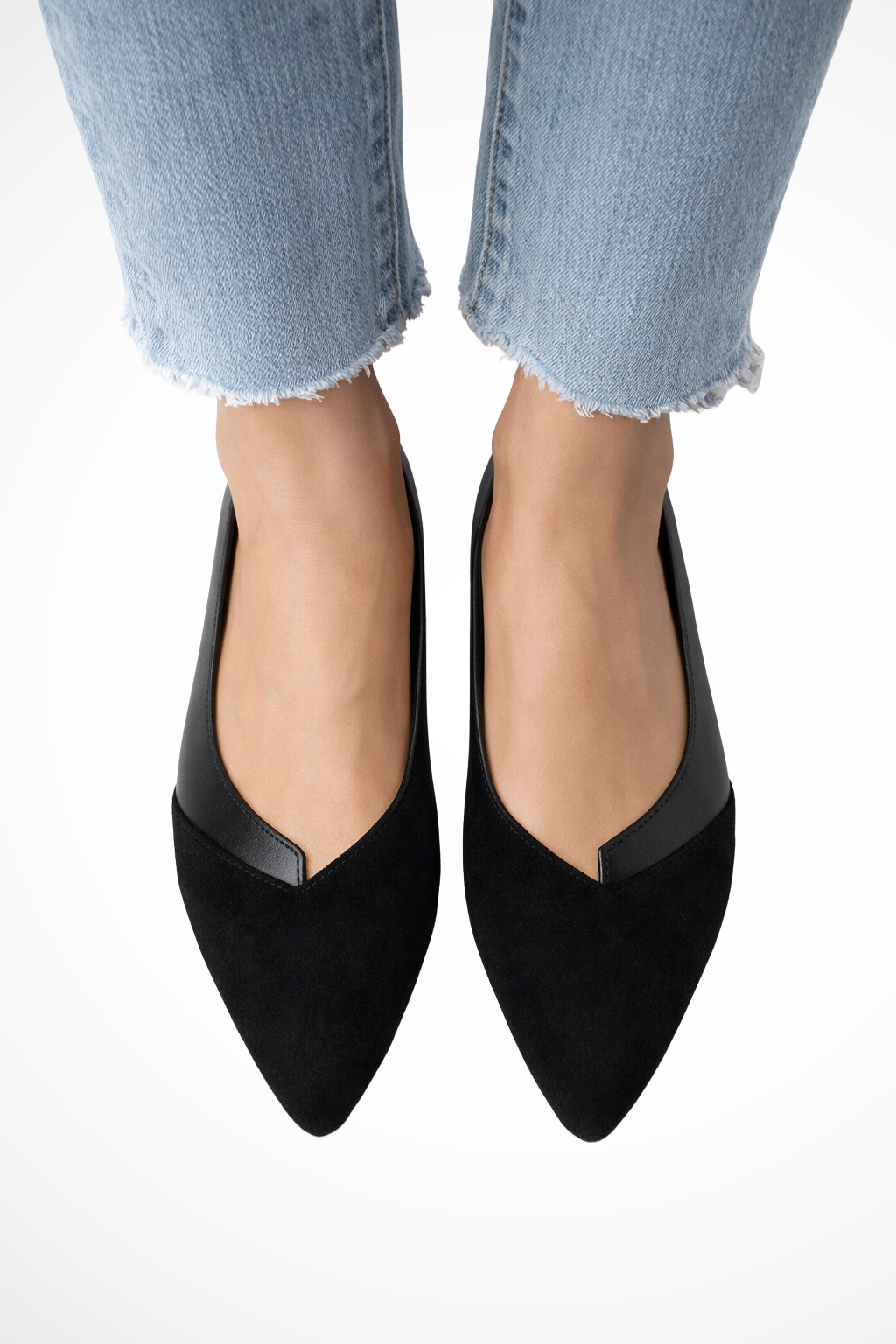Seraphina | Elegant Pointed Toe Mixed Texture Flats