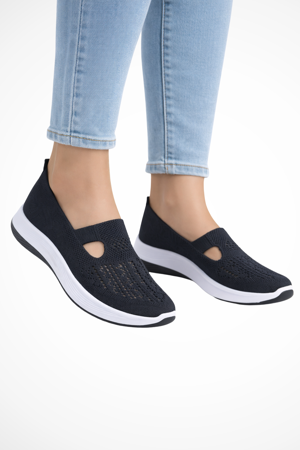 Luneth | Effortless Knit Cutout Slip-On Sneakers