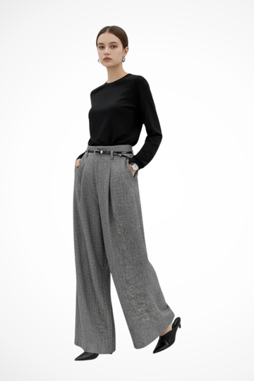 Claribel | Elegant Wide Leg Pleated Trousers