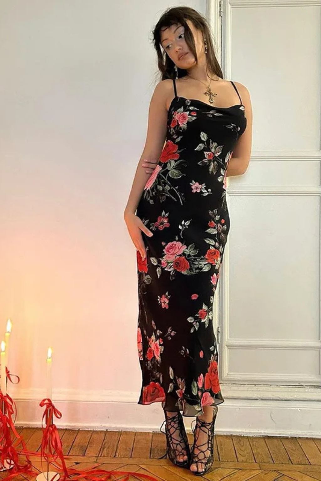 Isadora | Floral Spaghetti Strap Maxi Dress