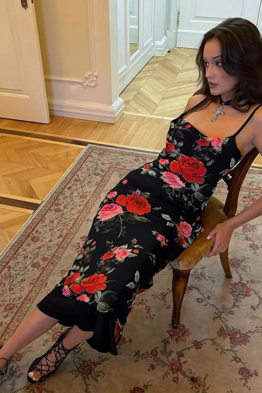 Isadora | Floral Spaghetti Strap Maxi Dress