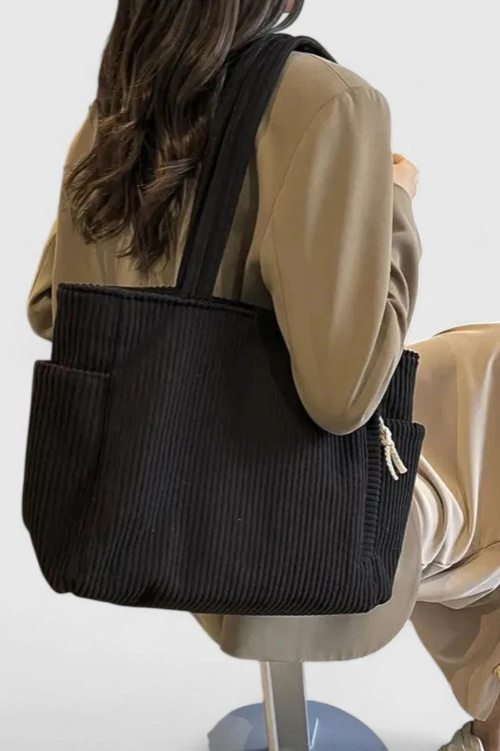 Evangeline | Ribbed Corduroy Tote Bag