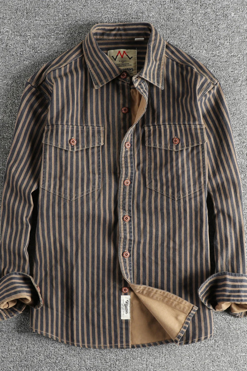 Theodore | Men's Casual Striped Dual Pocket Button Down
