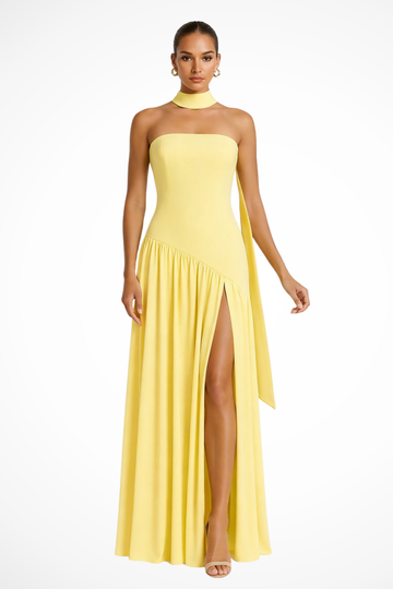 Isadora | Elegant Strapless Side Slit Maxi Dress