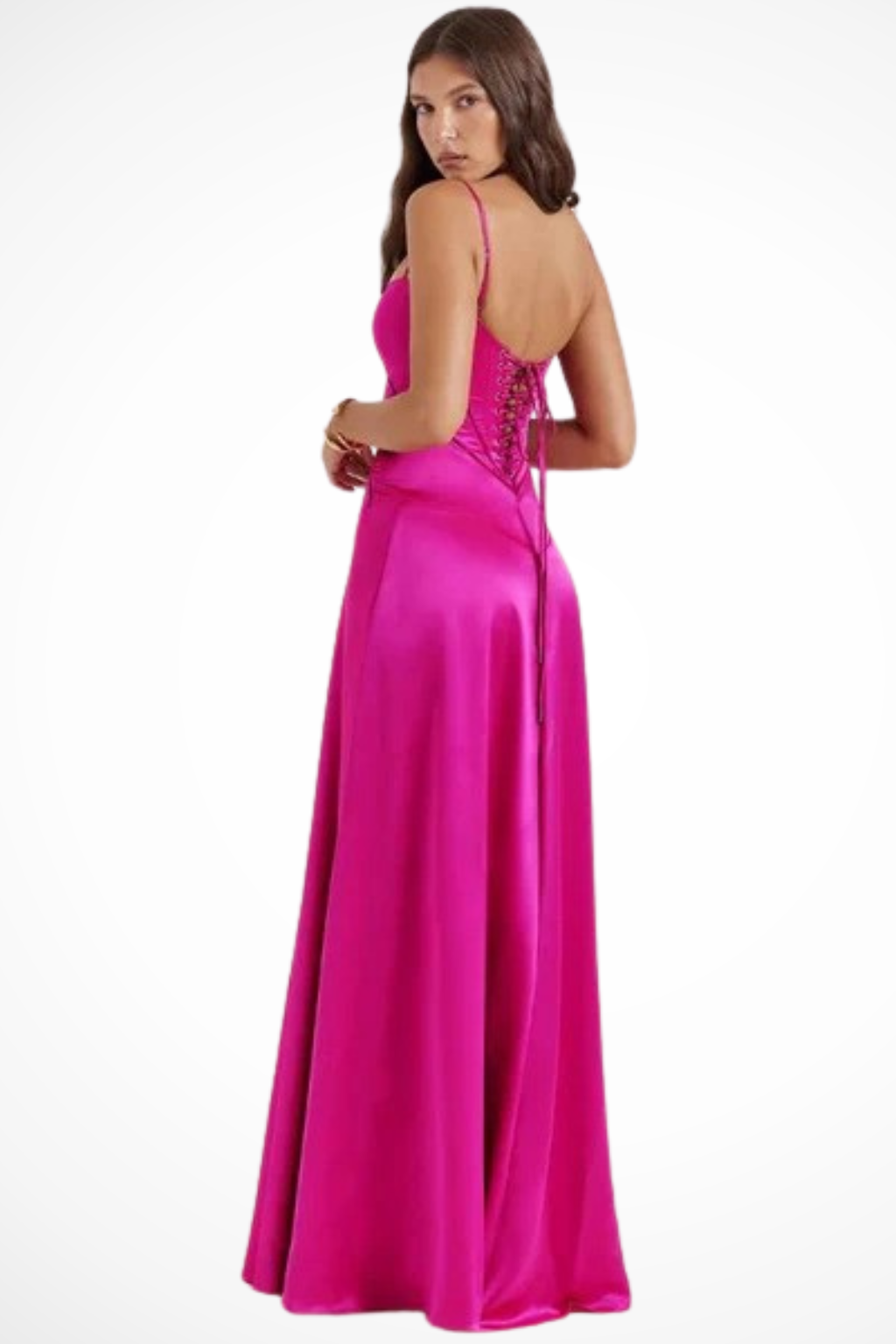 Celeste | Elegant Satin Corset Lace-Up Maxi Dress
