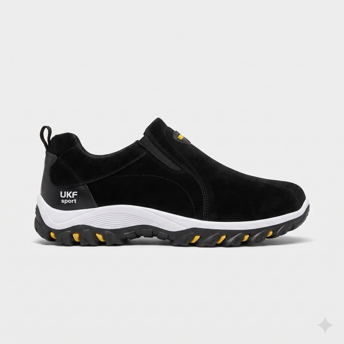 Men's Slip-On Shoes with Elastic Side Panel and Lugged Sole