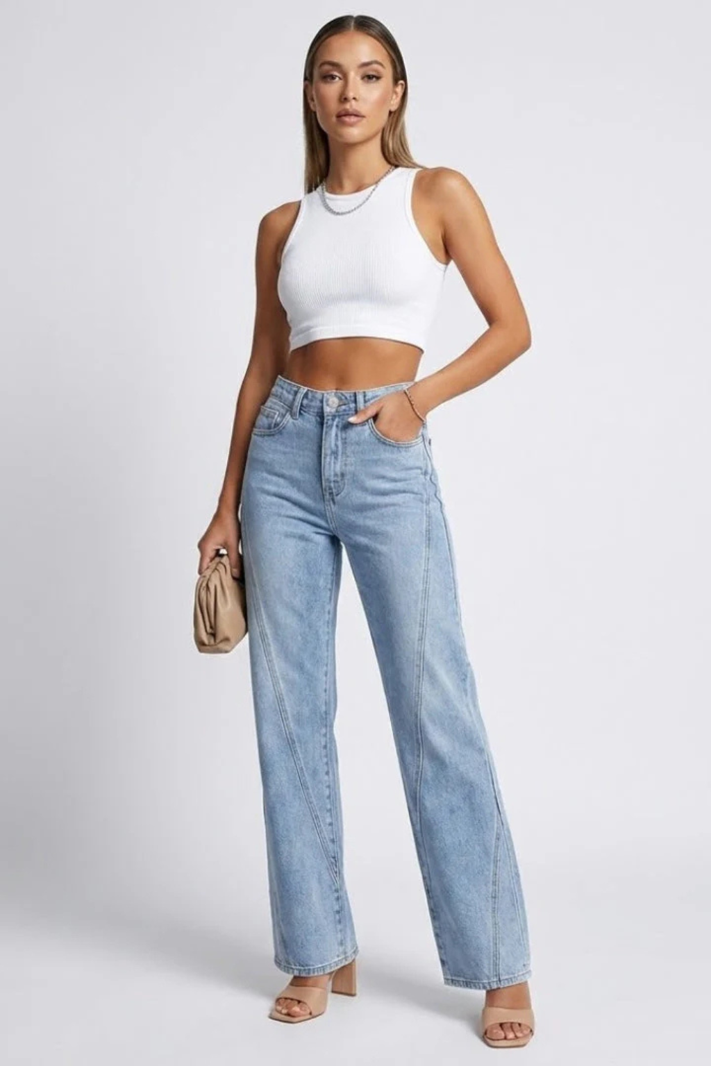 Isadora | Elegant High Waist Wide Leg Denim Jeans