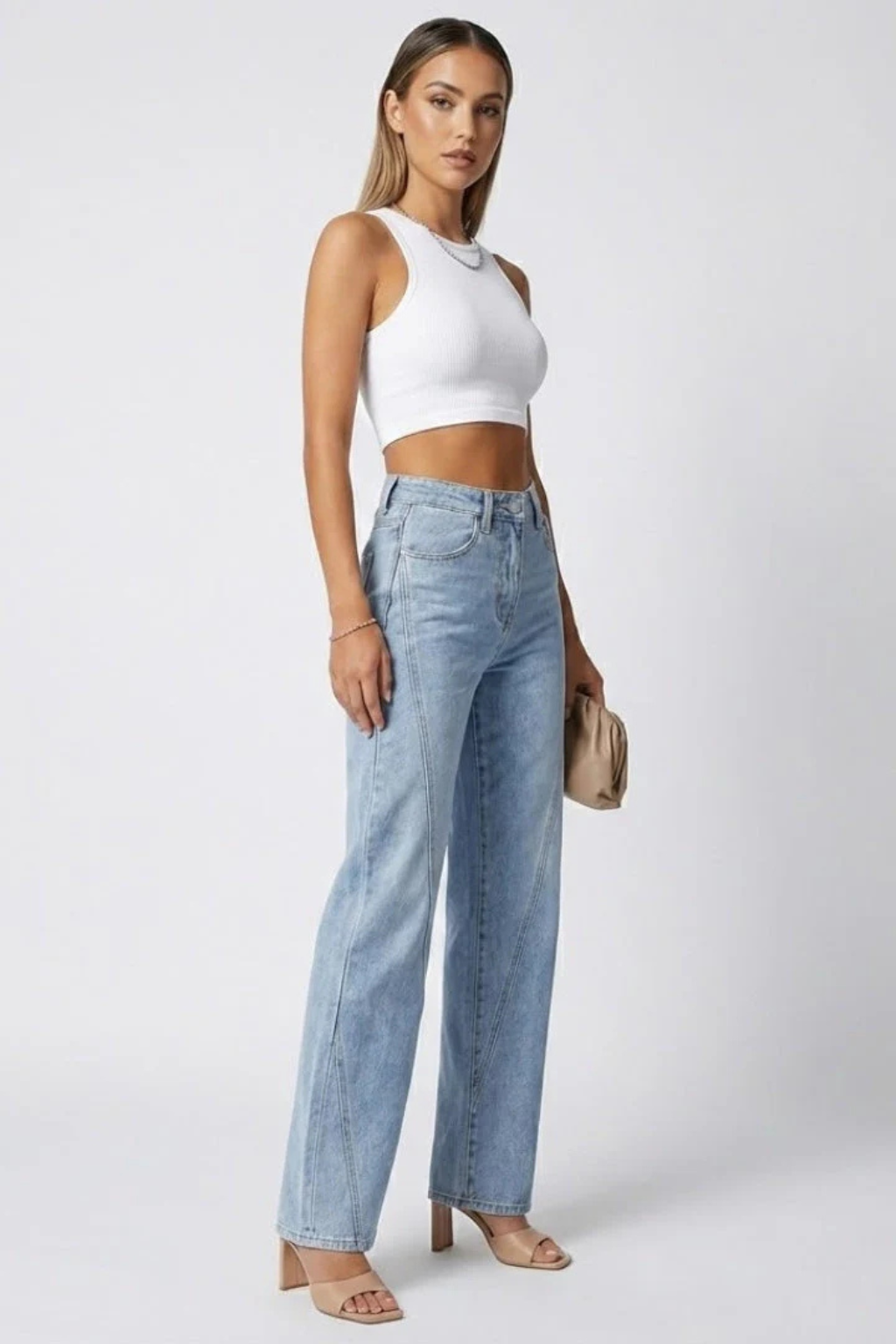 Isadora | Elegant High Waist Wide Leg Denim Jeans
