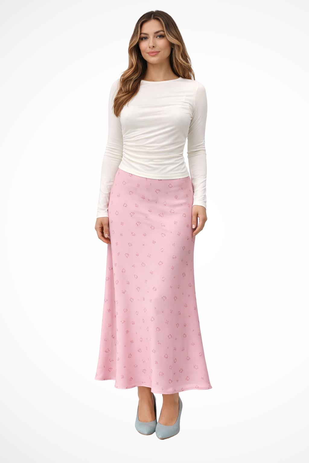 Valentina | Floral Satin Bias Cut Maxi Skirt