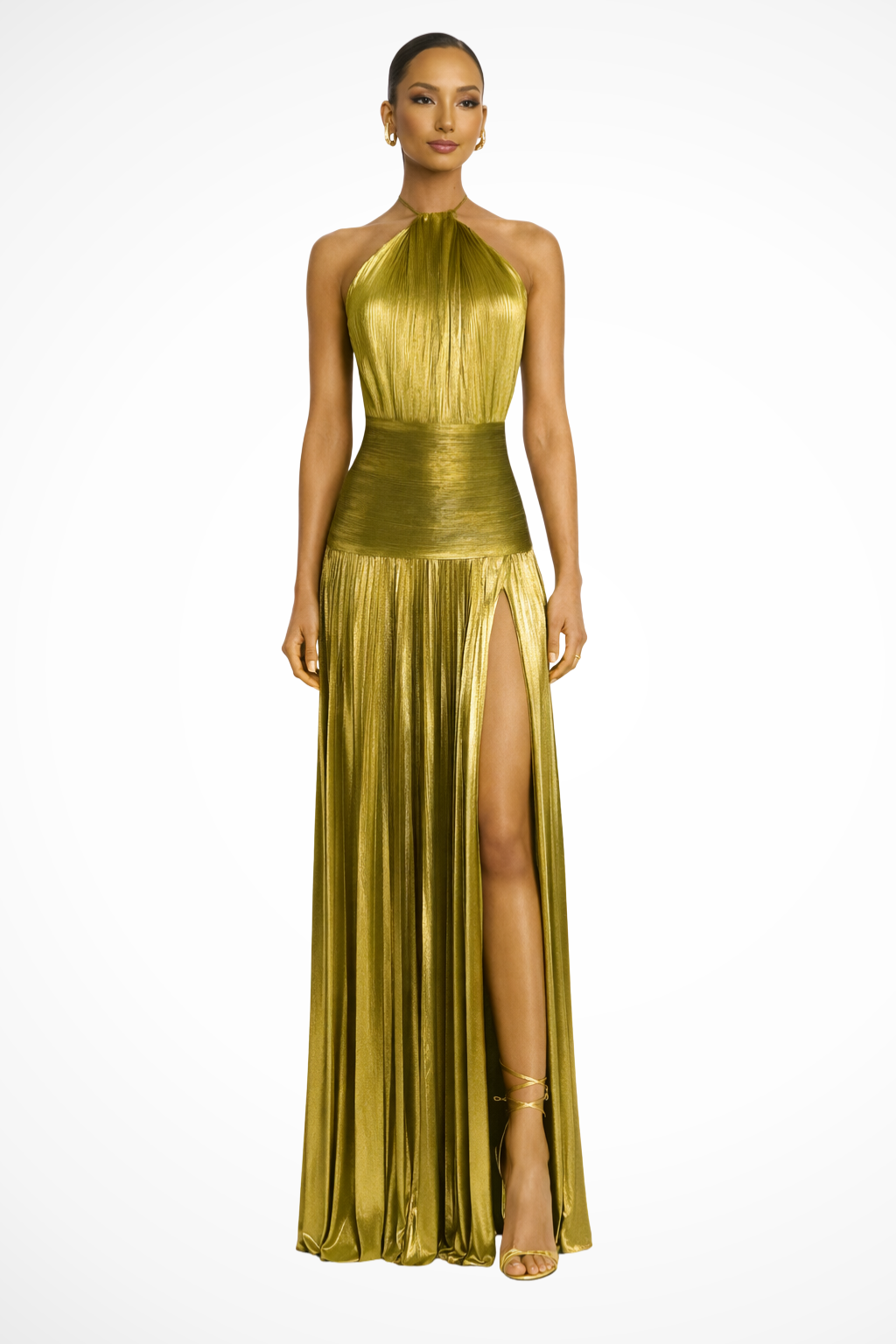 Rowella | Elegant Pleated Halter Maxi Dress