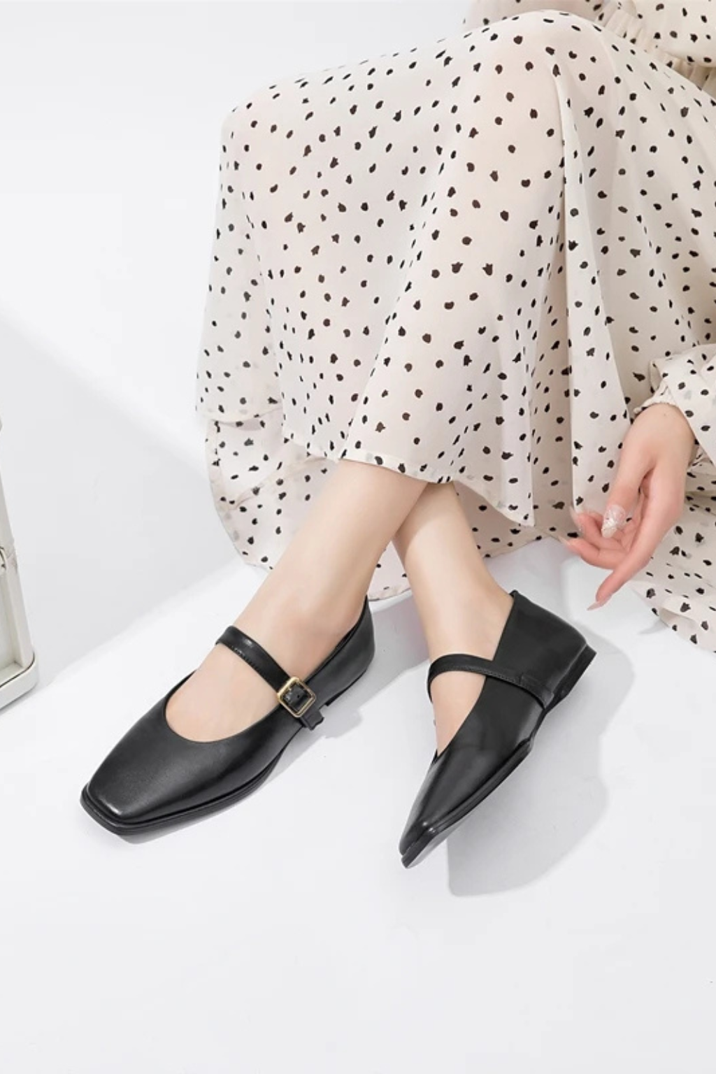 Seraphina | Elegant Square Toe Mary Jane Ballet Flats