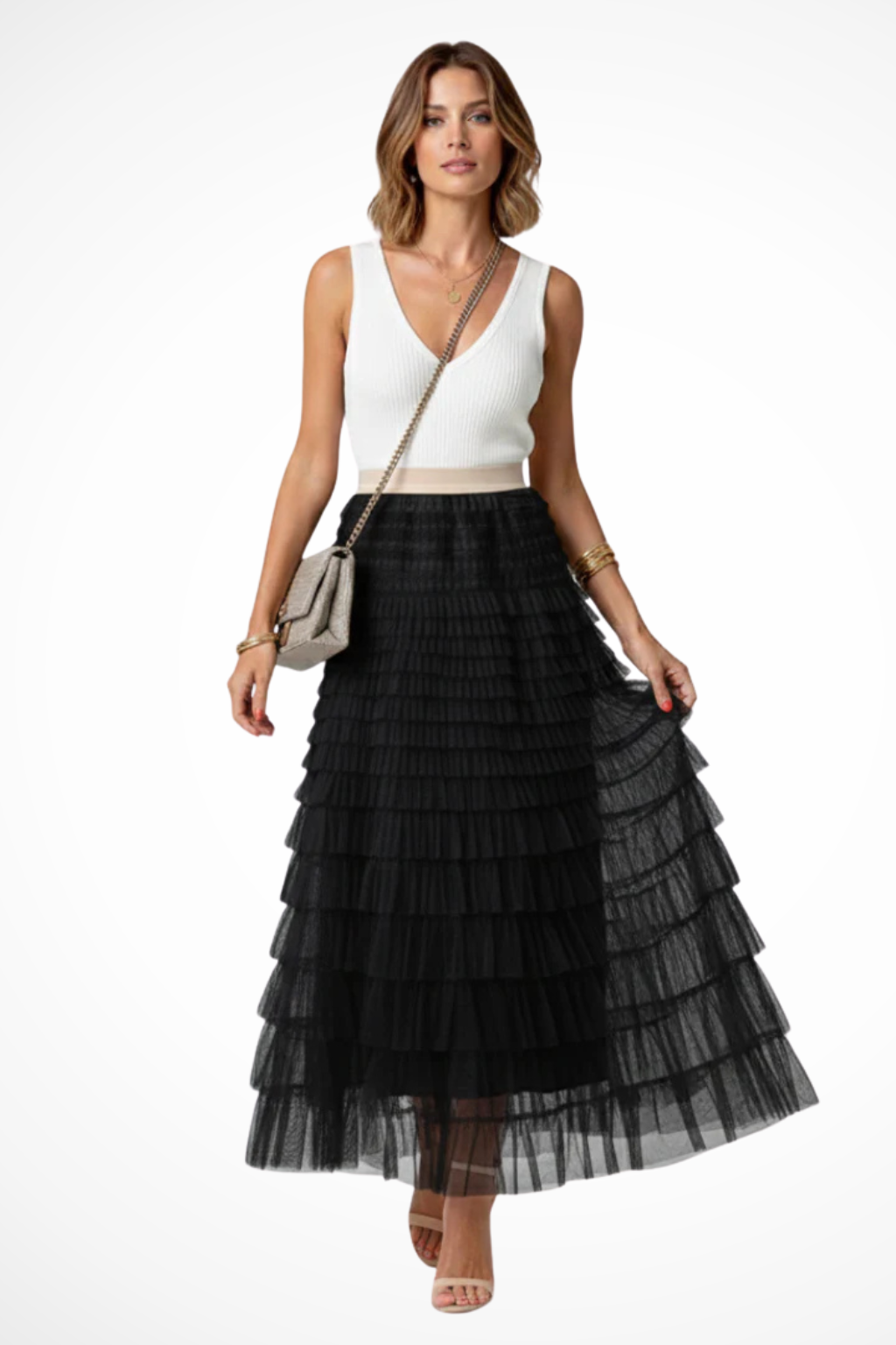 Evangeline | Romantic Tiered Tulle Maxi Skirt
